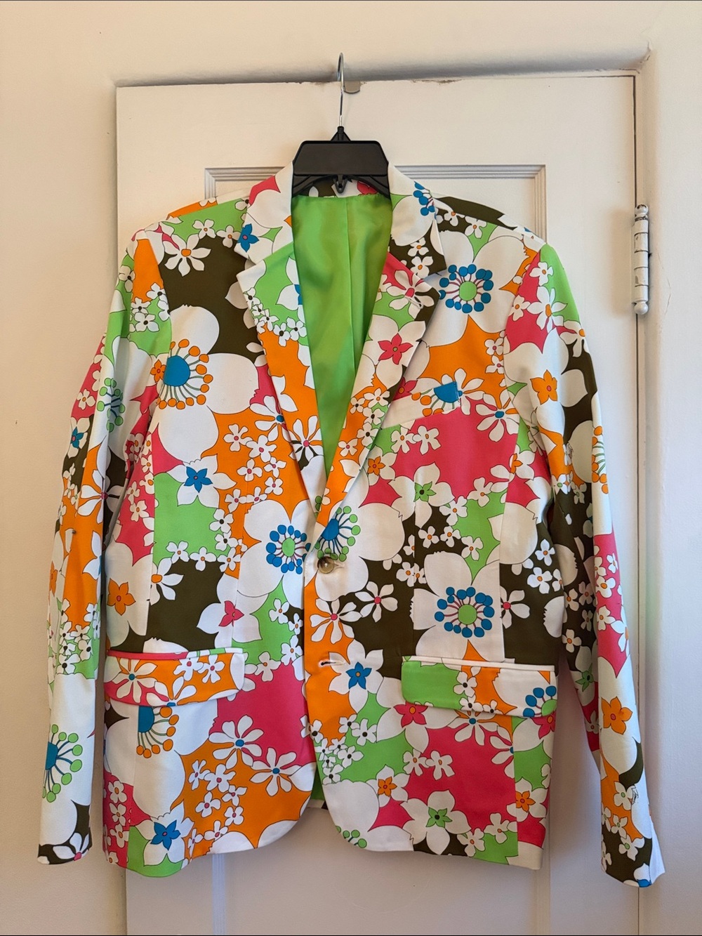 Men's Floral Multi-Color Blazer with Green Lining